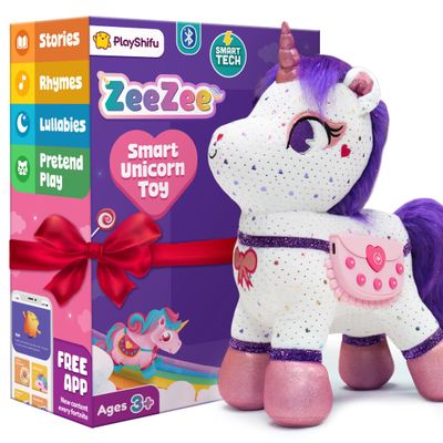 PlayShifu Smart Talking Plush Toy for Kids ZeeZee Unicorn Doll | Interactive Singing & Storytelling Soft Toy | Bluetooth Play | Gift for Girls & Boys Ages 36 | Unicorn Gifts