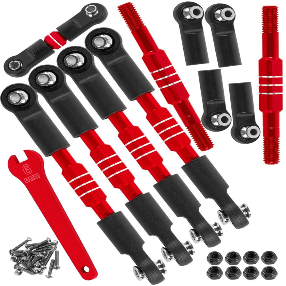 RCMYou Aluminum Turnbuckles Camber Links Upgrades Part for 1/10 Slash/Stampede/Rustler/Bandit 4x4 4WD VXL,Alloy Turnbuckles Camber Links Hops Up,Red