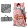 Evulum Personalized Toddler Nap Mat for Daycare - Kids Girls Sleeping Bag with Pillow and Blanket for Preschool Kindergarten, Custom Name Extra Large Nap Mats Pink view 1