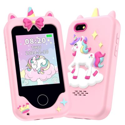 Nikuku Kids Smart Phone for Girls, Toddler Christmas Birthday Gifts for 3-8 Year Old, Childrens Pretend Cell Phones with Puzzle Games, 2.8" Touchscreen Learning Play Toy with Dual Camera(Pink)