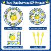 100Pcs Capri Lemon Paper Plates and Napkins Lemon Birthday Party Decoration Disposable Summer Citrus Fruit Themed Tableware Dinnerware Set for Yellow Lemon Baby Shower Party Supplies Serve 25 view 2