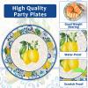 100Pcs Capri Lemon Paper Plates and Napkins Lemon Birthday Party Decoration Disposable Summer Citrus Fruit Themed Tableware Dinnerware Set for Yellow Lemon Baby Shower Party Supplies Serve 25 view 3