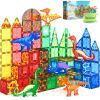 102PCS Dinosaur Toys Magnetic Tiles with 8 Dinosaurs - Jurassic Scenes Dinosaur World Adventure Set, Magnetic Blocks Kids Toys for Boys & Girls Ages 3+, Sensory Toddler Creative Kids Games Gifts view 1
