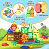 102PCS Dinosaur Toys Magnetic Tiles with 8 Dinosaurs - Jurassic Scenes Dinosaur World Adventure Set, Magnetic Blocks Kids Toys for Boys & Girls Ages 3+, Sensory Toddler Creative Kids Games Gifts view 2