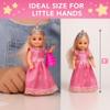 TOMLEON Princess Dolls Playset  6 Mini Princess Dolls with Colorful Gowns, Crowns & Jewelry  Fantasy Role Play Set for Kids with Elegant Dresses, Accessories & Royal-Themed Box  Gift for Ages 3+ view 4