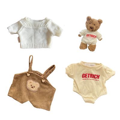 LICHADUOLE 9-12''/30cm Teddybear Clothes Set - Knit Sweater+Overalls+Chinese-Style Romper(NO Doll)