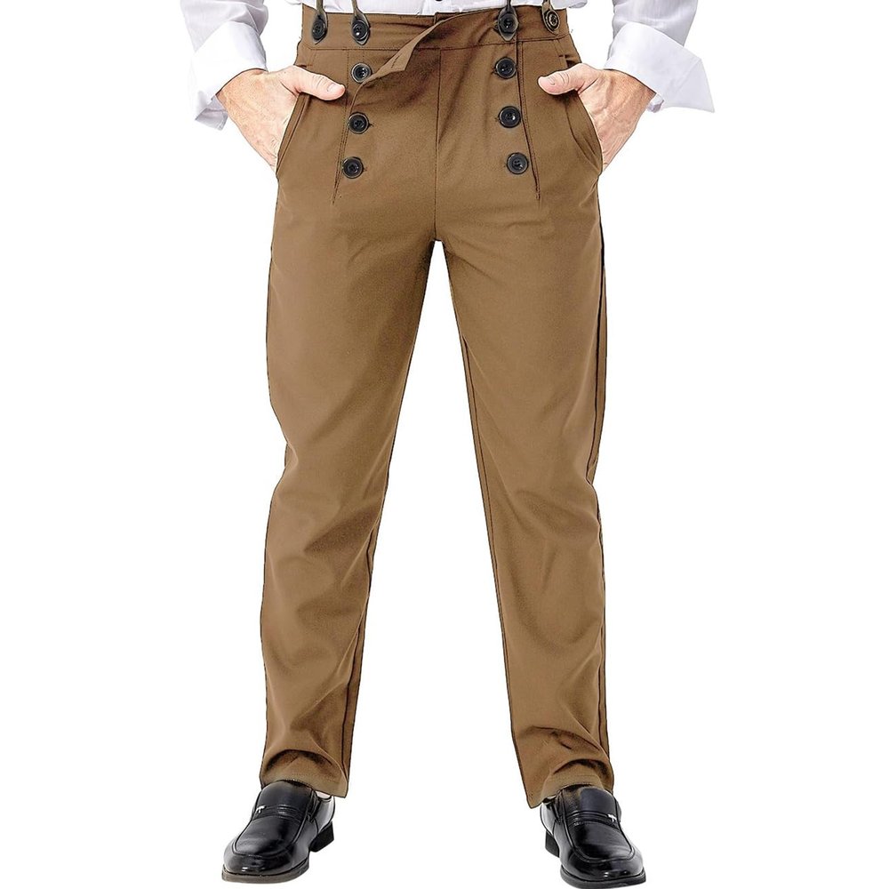 Ya-cos Men Steampunk Pants Victorian Pant Adult Vintage Gothic Trousers