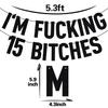 Black Glitter I'm Fucking 15 Bitches Banner, Happy 15th Birthday/Holy Shit You're 15, Funny 15th Birthday Party Decorations Supplies view 2