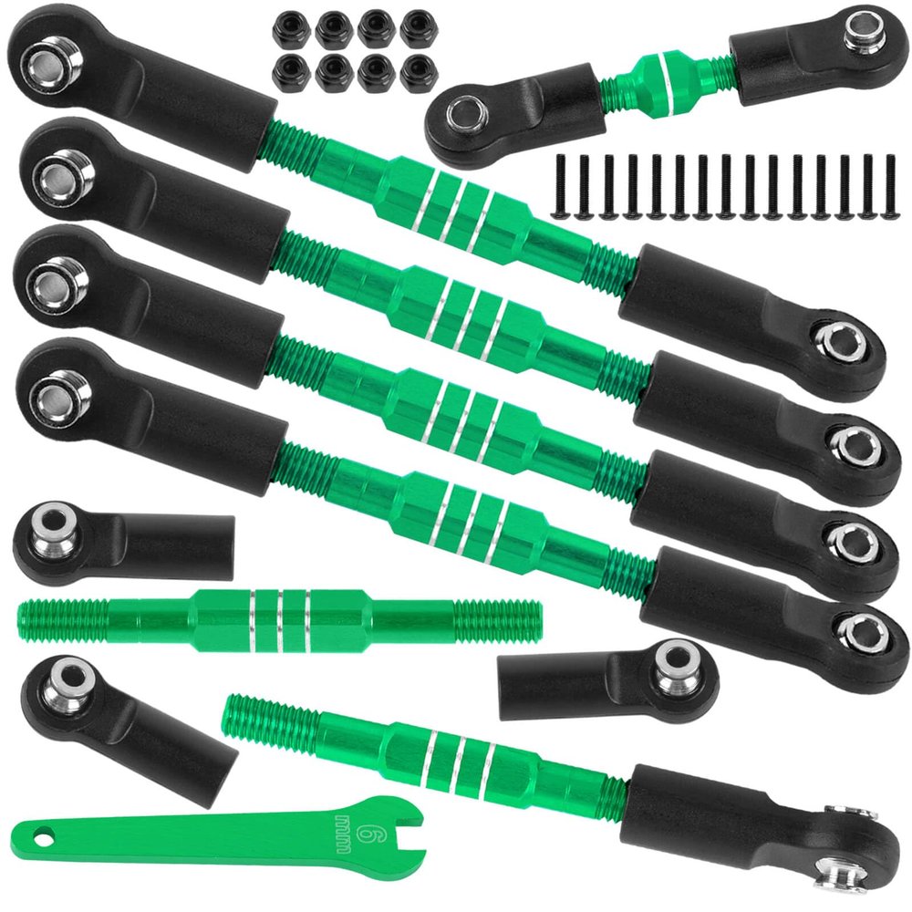 BRCatWPark RC Turnbuckles Camber Links Upgrades Part for 1/10 Slash 4X4 VXL/Rustler 4X4 VXL/Stampede 4X4 VXL/Bandit 4WD VXL,Aluminum Adjustable Turnbuckles Hop-Up,Green