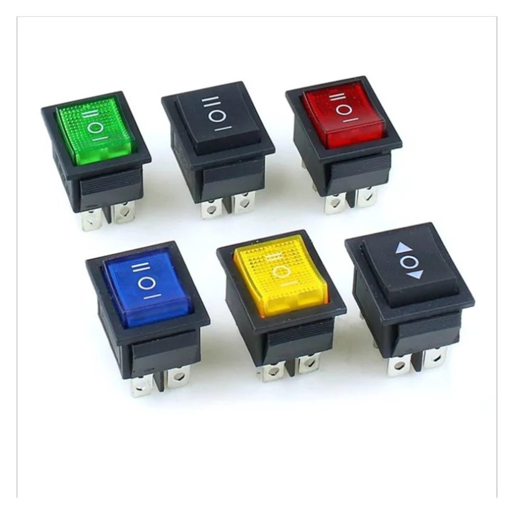 QZLIBEFUD KCD4 1PCS Black Rocker Switch Power Switch ON-Off-ON 3 Position 6 Pins No Lights 16A 250VAC/ 20A 125VAC(Trigonometric Sign)