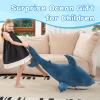 MorisMos 51inch Giant Shark Stuffed Animal, Large Shark Plush Toy Pillow Gift for Kids, Girlfriend, Blue view 2