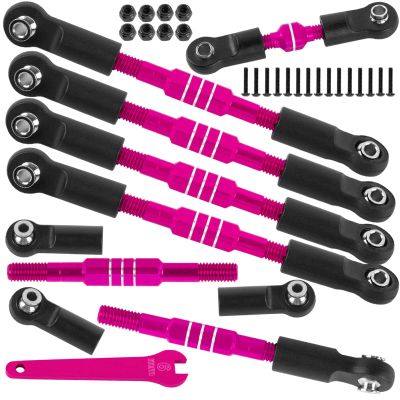 BRCatWPark RC Turnbuckles Camber Links Upgrades Part for 1/10 Slash 4X4 VXL/Rustler 4X4 VXL/Stampede 4X4 VXL/Bandit 4WD VXL,Aluminum Adjustable Turnbuckles Hop-Up,Pink