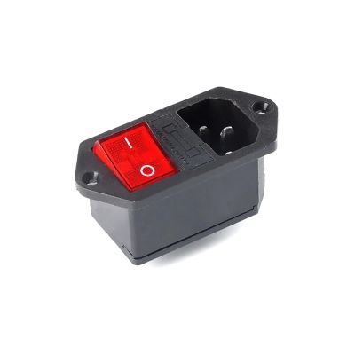 QZLIBEFUD AC-01 AC-14-F16 Electrical Power Socket 250V Rocker Switch Brass 10A Inlet Plug Connector Computer Outlet with Fuse(AC-14-F16C KCD4)