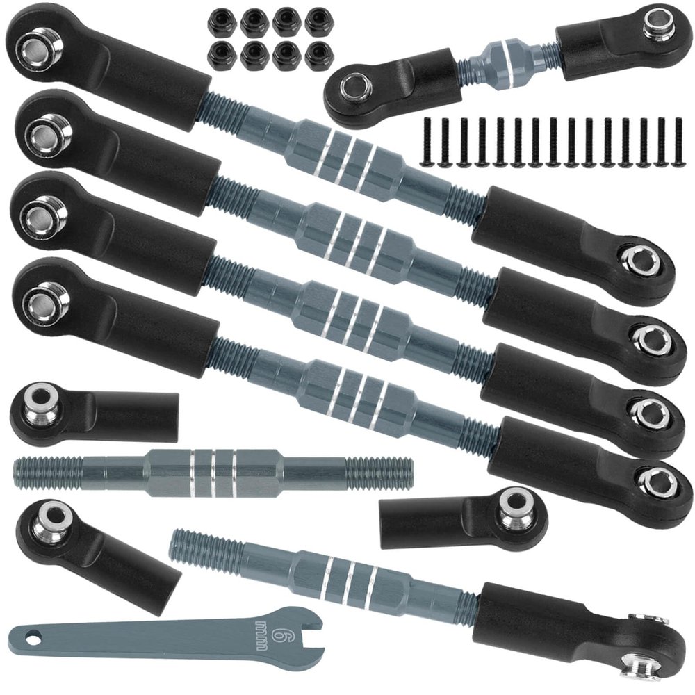 BRCatWPark RC Turnbuckles Camber Links Upgrades Part for 1/10 Slash 4X4 VXL/Rustler 4X4 VXL/Stampede 4X4 VXL/Bandit 4WD VXL,Aluminum Adjustable Turnbuckles Hop-Up,Titanium
