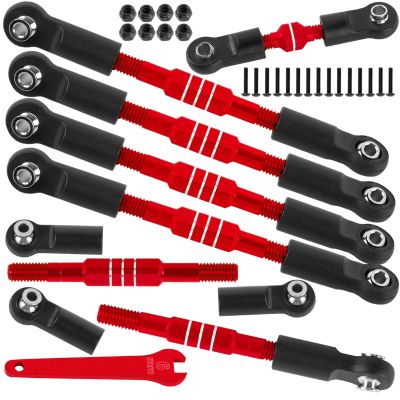 BRCatWPark RC Turnbuckles Camber Links Upgrades Part for 1/10 Slash 4X4 VXL/Rustler 4X4 VXL/Stampede 4X4 VXL/Bandit 4WD VXL,Aluminum Adjustable Turnbuckles Hop-Up,Red