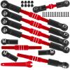 BRCatWPark RC Turnbuckles Camber Links Upgrades Part for 1/10 Slash 4X4 VXL/Rustler 4X4 VXL/Stampede 4X4 VXL/Bandit 4WD VXL,Aluminum Adjustable Turnbuckles Hop-Up,Red view 1