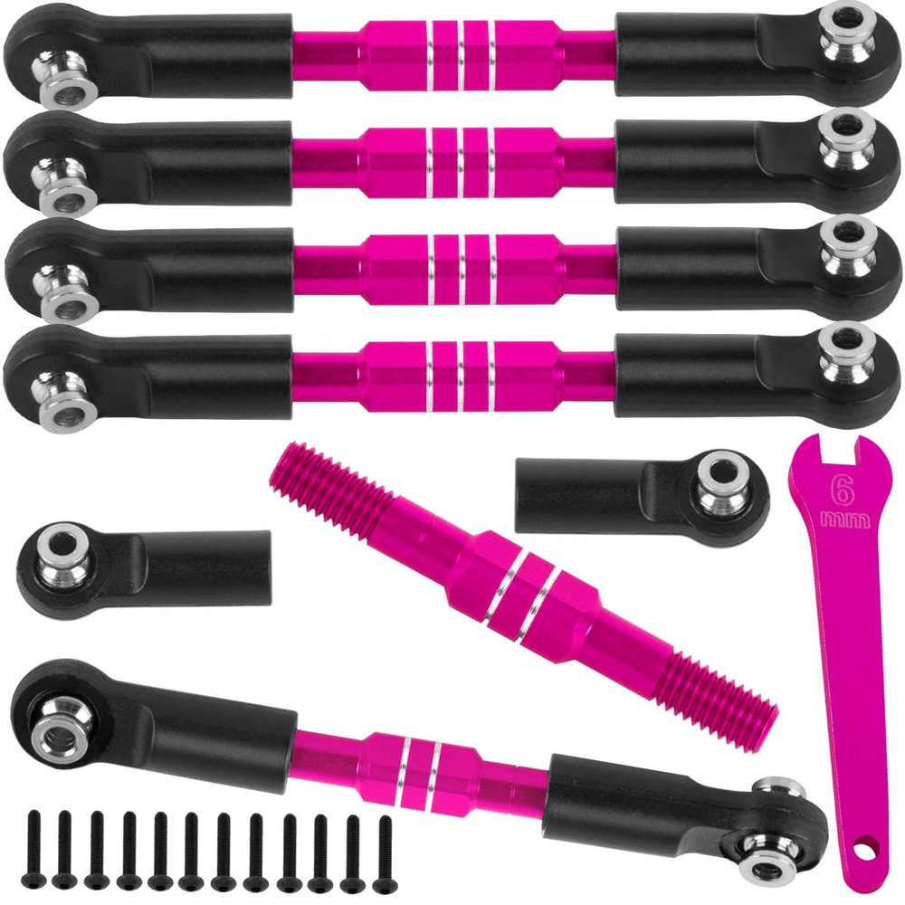 BRCatWPark RC Adjustable Turnbuckles Camber Links Upgrades Part for 1/8 Typhon 3S 4WD BLX / Mega 550 1/10 Big rock 3S 4WD BLX,Pink (Not for Big rock V1 or V2 model rc car)