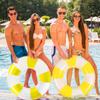 2PCS Pool Floats for Adult Striped Swim Ring Pool Floaties Inflatable Large Swimming Pool Raft Party Water Girls Boys Summer Beach Lounger Float Party Supplies (90#Yellow, 2) view 3