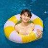 2PCS Pool Floats for Adult Striped Swim Ring Pool Floaties Inflatable Large Swimming Pool Raft Party Water Girls Boys Summer Beach Lounger Float Party Supplies (90#Yellow, 2) view 4