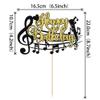 1 PCS Music Happy Birthday Cake Topper Black Gold Glitter Musical Symbol Note Microphone Music Lover Birthday Cake Pick for Concert Singer Theme Party Cake Decoration Supplies view 2