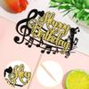 1 PCS Music Happy Birthday Cake Topper Black Gold Glitter Musical Symbol Note Microphone Music Lover Birthday Cake Pick for Concert Singer Theme Party Cake Decoration Supplies view 3