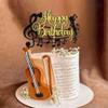 1 PCS Music Happy Birthday Cake Topper Black Gold Glitter Musical Symbol Note Microphone Music Lover Birthday Cake Pick for Concert Singer Theme Party Cake Decoration Supplies view 4