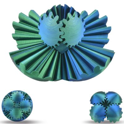 3D Printed Gear Sphere Ball  Colorful Gear Ball Fidget Gear Sphere Puzzle Cube Stress Relief Toy for Office and Home Decor Unique Idea for Friends and Family (Blue&Green)