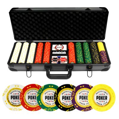 JIESITE 14 Gram Clay Poker Chips Set Texas Holdem 500PCS Poker Chips Set Blank Chips with High-End Chip Case and Poker Accessories for Blackjack Poker Games (F 500PCS Blank Chips)