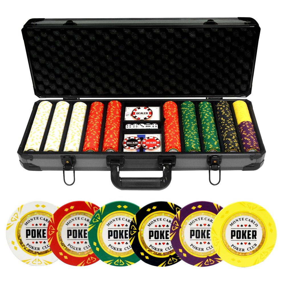 JIESITE 14 Gram Clay Poker Chips Set Texas Holdem 500PCS Poker Chips Set Blank Chips with High-End Chip Case and Poker Accessories for Blackjack Poker Games (F 500PCS Blank Chips)