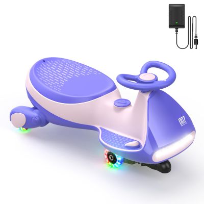 FanttikRide N7 Pro Electric Wiggle Car with Pedal, Rechargeable Battery, CyberWiggle, 2 in 1 Swing Car, 2 Speeds Max 4 Mph, Anti-Rollover, Flashing Wheels, Bluetooth, for Ages 3 and Up, 150 Lbs, Pink