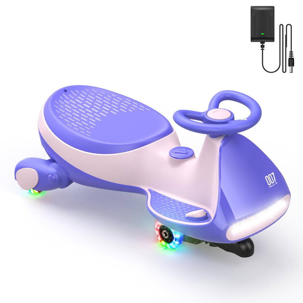 FanttikRide N7 Pro Electric Wiggle Car with Pedal, Rechargeable Battery, CyberWiggle, 2 in 1 Swing Car, 2 Speeds Max 4 Mph, Anti-Rollover, Flashing Wheels, Bluetooth, for Ages 3 and Up, 150 Lbs, Pink