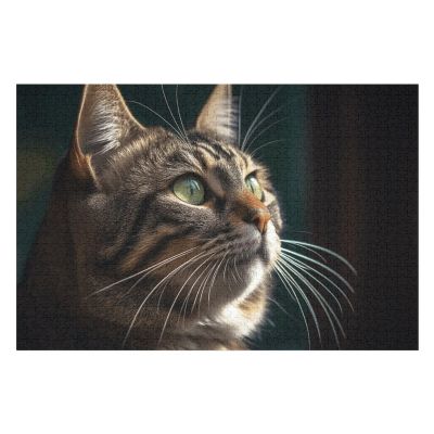 1000 PCS Jigsaw Puzzle for Adults Wooden Challenging Puzzle Tabby Cat Pictures Custom Personalized Picture Puzzle for Adults & Kids Family Game Nights Wooden Puzzle