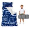 Duckbe Toddler Daycare Nap Mat - Preschool Sleeping Bag with Pillow and Blanket, Custom Preschool Nap Gift for Kids, Comfortable & Cozy Nap Mat for Toddler Girl and Boy, Blue & White view 1