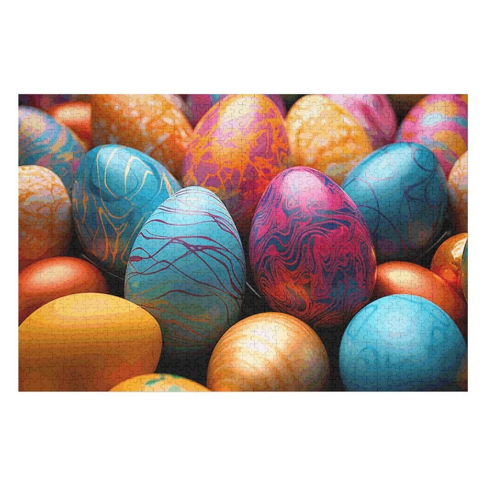 1000 PCS Jigsaw Puzzle for Adults Wooden Challenging Puzzle Easter Day Colorful Eggs Custom Personalized Picture Puzzle for Adults & Kids Family Game Nights Wooden Puzzle