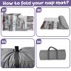 Duckbe Toddler Nap Mat - Preschool Sleeping Bag with Pillow and Blanket, Customizable, Light Grey & White view 4