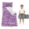 Duckbe Toddler Daycare Nap Mat - Preschool Sleeping Bag with Pillow and Blanket, Custom Preschool Nap Gift for Kids, Comfortable & Cozy Nap Mat for Toddler Girl and Boy, Light Purple & White view 1