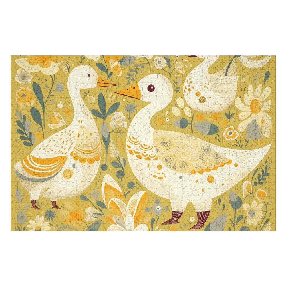 1000 PCS Jigsaw Puzzle for Adults Wooden Challenging Puzzle Ducks and Flowers Custom Personalized Picture Puzzle for Adults & Kids Family Game Nights Wooden Puzzle