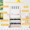 Costzon Kids Pretend Play Grocery Store, Wooden Ice Cream Cart Toy Set for Kids with Ice Cream Making Counter, Scale, Bell, Display Shelves, Blackboard, Canopy, Wheels, Gift for Toddlers (White) view 2
