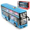 Cdymkf 11"(28cm) Double Decker Bus Toy with Lights & Sounds, Scale(1:16) Friction Powered Bus Toy for Kids with Indoor Ceiling Lights and 4 Different Sounds - Gift for Kids Ages 3+ (Bule) view 1