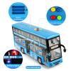Cdymkf 11"(28cm) Double Decker Bus Toy with Lights & Sounds, Scale(1:16) Friction Powered Bus Toy for Kids with Indoor Ceiling Lights and 4 Different Sounds - Gift for Kids Ages 3+ (Bule) view 2