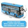 Cdymkf 11"(28cm) Double Decker Bus Toy with Lights & Sounds, Scale(1:16) Friction Powered Bus Toy for Kids with Indoor Ceiling Lights and 4 Different Sounds - Gift for Kids Ages 3+ (Bule) view 4