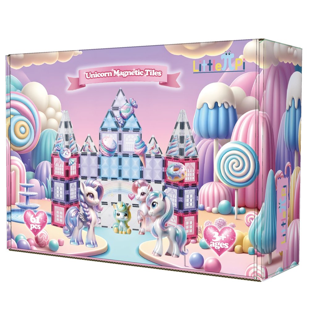 Little Pi Unicorn Toys for Girls Age 4-6 - Unicorn Magnetic Tiles Frozen Toys for Girls Age 4-7 - 3 Year Old Girl Gifts 4 Year Old Girl Birthday Gifts Magnetic Blocks Age 3 4 5 6 7 8