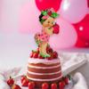 Strawberry Theme Baby Shower/Birthday Centerpieces, 10 inches, Cardstock Paper, Double Sided, Lollipop Stick Attached (1, Brunette Girl) view 3