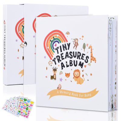 Baby Memory Book - Tiny Treasurse Album, 248 Pages Color, Keepsake Journal for Baby's First Five Years,Unisex Baby Scrapbook,Record Book for New Parents, Ideal Gift for Baby Shower and Welcome Party
