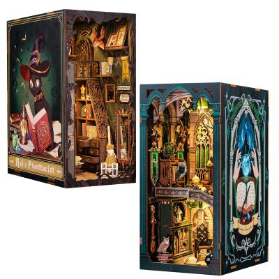 Cutefun DIY Book Nook Kit Craft Gift for Adults,Teens,Girls,DIY Miniature House Booknook Kit Bookshelf Decor,3D Wooden Puzzles for Adults,Tiny Home Model with LED Light