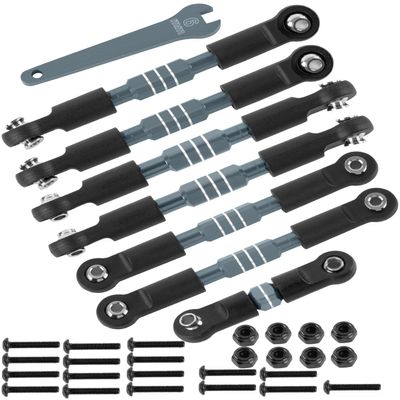 RCHuiWow RC Alloy Turnbuckles Camber Links Upgrades Part for 1/10 Slash 4WD(VXL),Rustler 4WD(VXL),Stampede 4WD(VXL),Bandit 4WD(VXL),Hoss 4WD(VXL) Adjustable Tie Rods & Turnbuckles Hops Up,Titanium