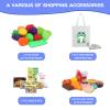 Kids Shopping Cart - 2 in 1 Toy Shopping Cart with Play Food Fruit Vegetable Dessert and Shop Accessories, 72pcs Pretend Play Grocery Store Toy Kitchen Game Trolley Play Set for Kids (Navy Blue) view 3