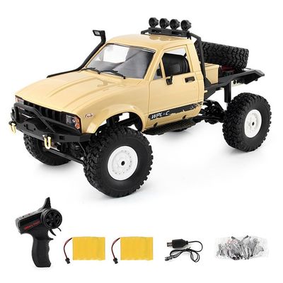 Dodoore RC Truck 1/16 RC Rock Crawler, WPL C14 4x4 RC Semi Truck, 2.4GHz Remote Control Car, All Terrain Off Road RC Climbing Car with LED Lights and 2 Batteries for Adults (Yellow)