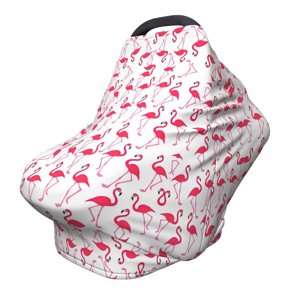 ZhanMg Pink flamingo pattern Stroller Chair Nursing Top Cover - Privacy Canopy for Newborns and New Moms, Perfect for High Chair, Black