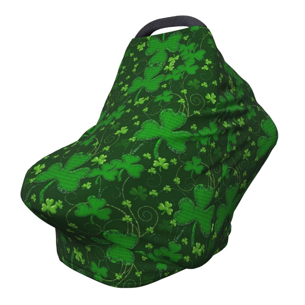 ZhanMg background st patrick's day glitter Stroller Chair Nursing Top Cover - Privacy Canopy for Newborns and New Moms, Perfect for High Chair, Black